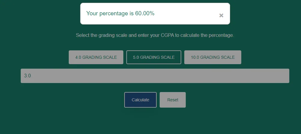 cgpa into percentage calculator